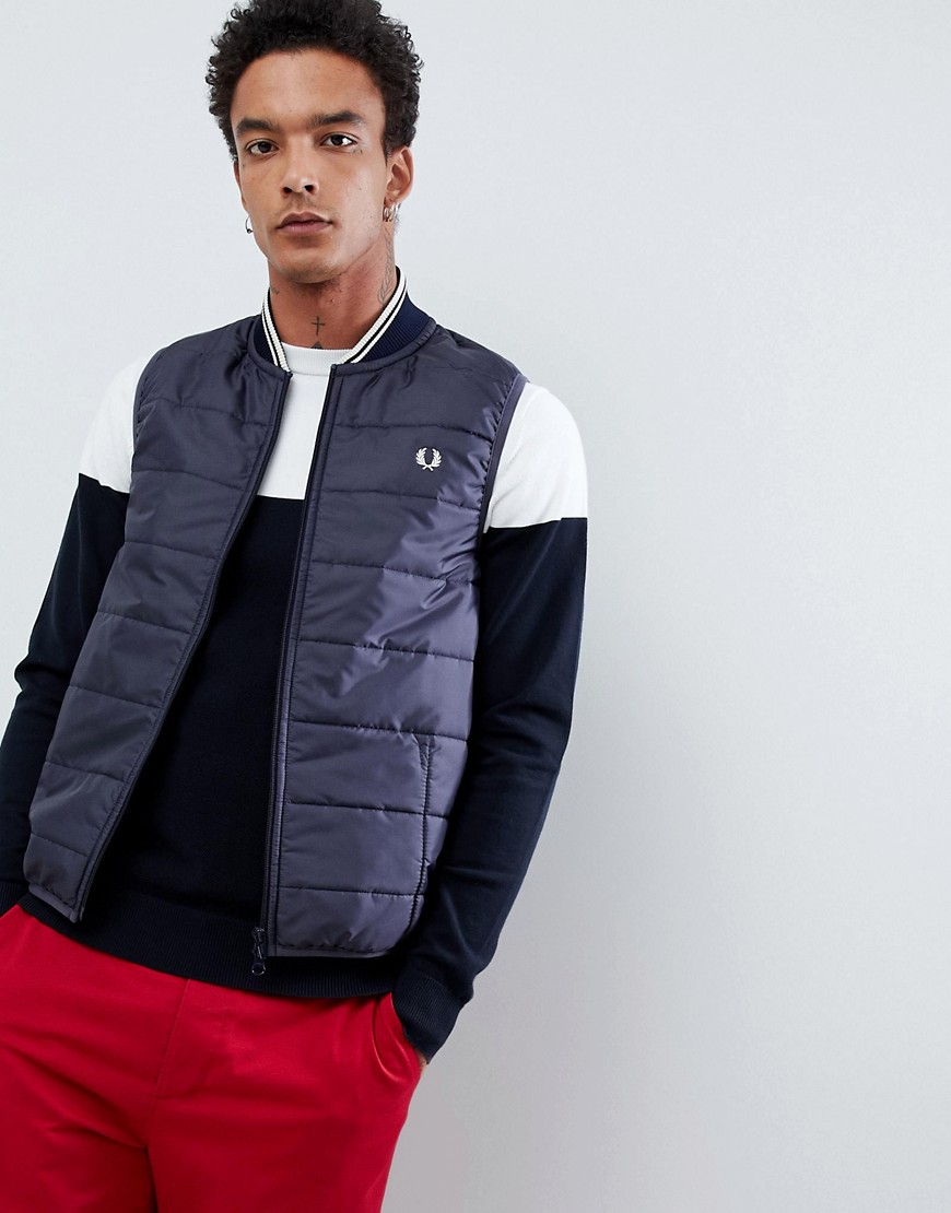 Fred Perry x Lavenham quilted gilet in navy