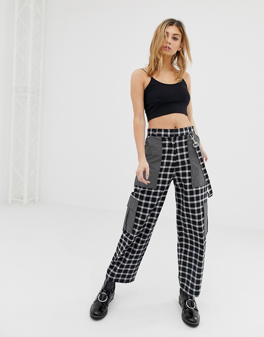 The Ragged Priest mixed check cropped trousers