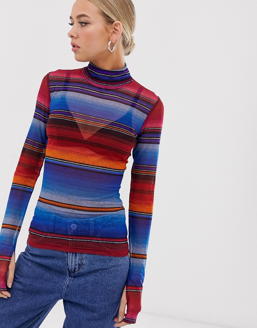House of Holland Sunset Stripe Long Sleeve Top