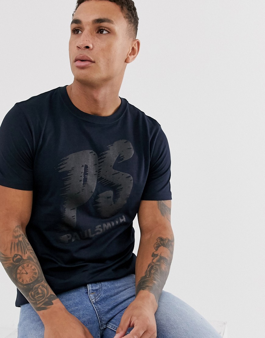 PS Paul Smith text print slim fit t-shirt in navy