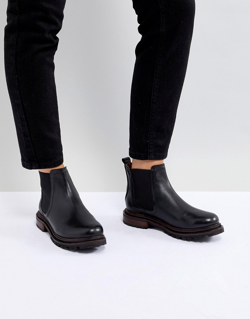 H By Hudson Leather Chelsea Boots - Black