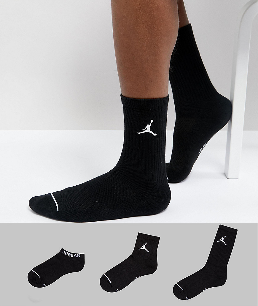 Nike Jordan Multipack Waterfall Socks In Black SX6274-010 - Black