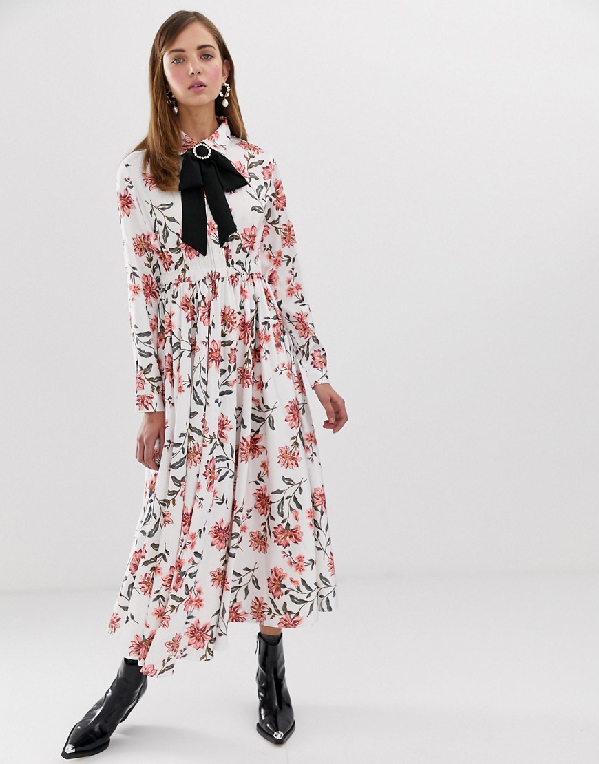 Sister Jane maxi button front dress with diamante buckle in romantic floral