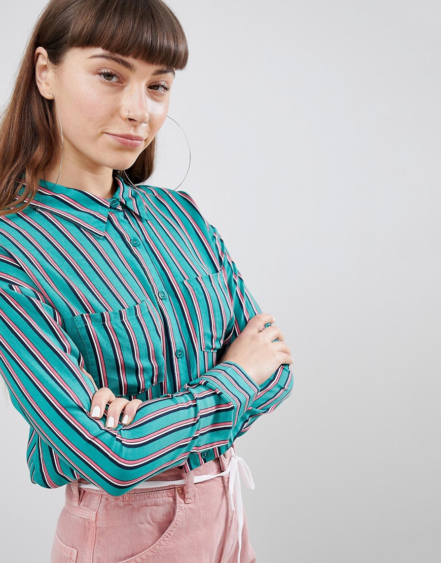 Daisy Street Relaxed Shirt In Contrast Stripe