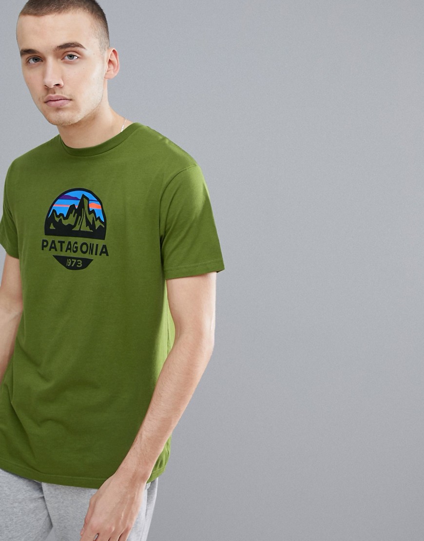 Patagonia Fitz Roy Scope Print Slim Fit T-Shirt Organic in Green - Sprouted green