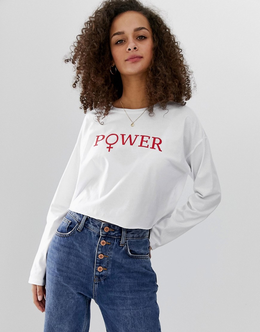 ASOS DESIGN t-shirt with power print and long sleeve