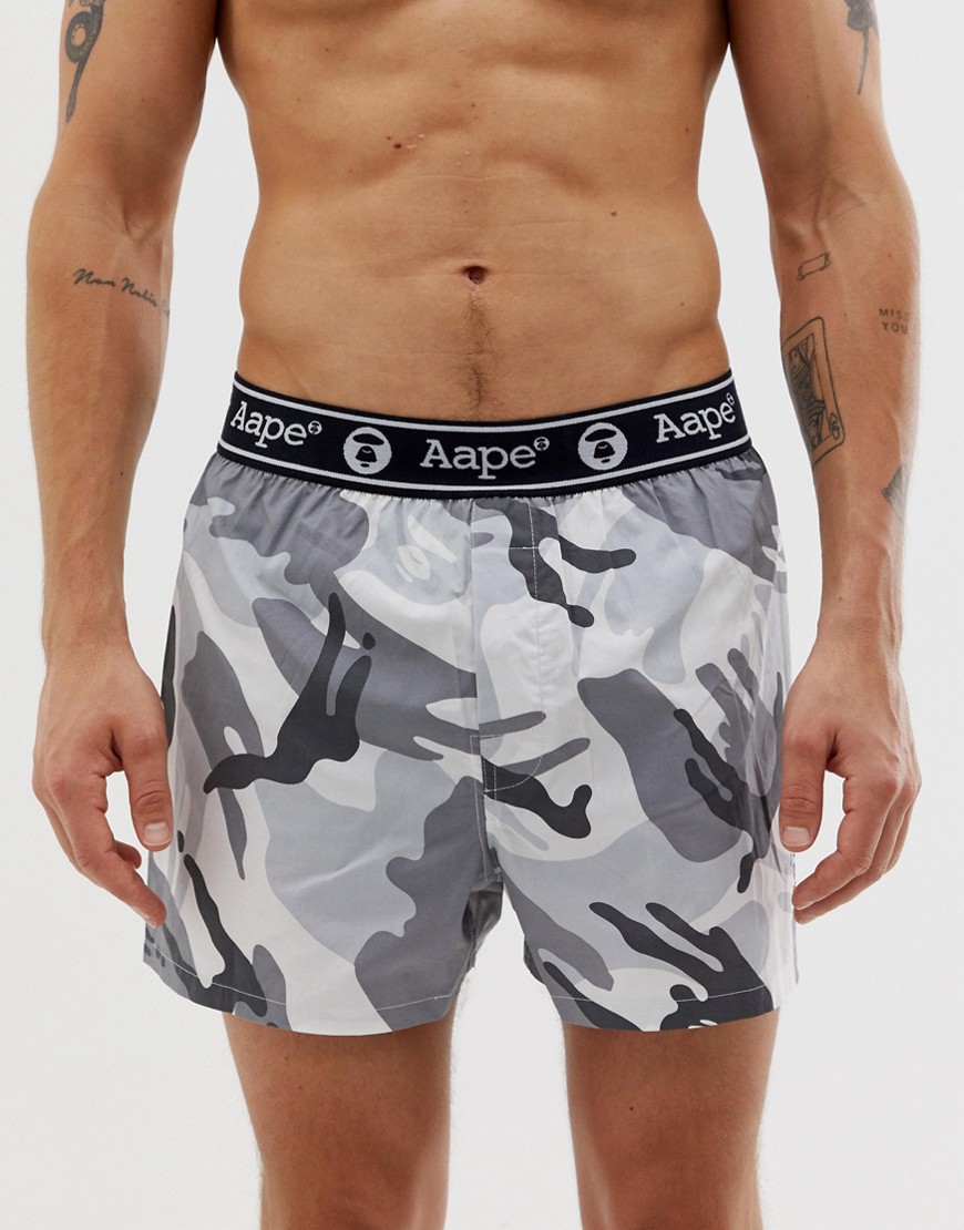 AAPE By A Bathing Ape camo boxer short in white