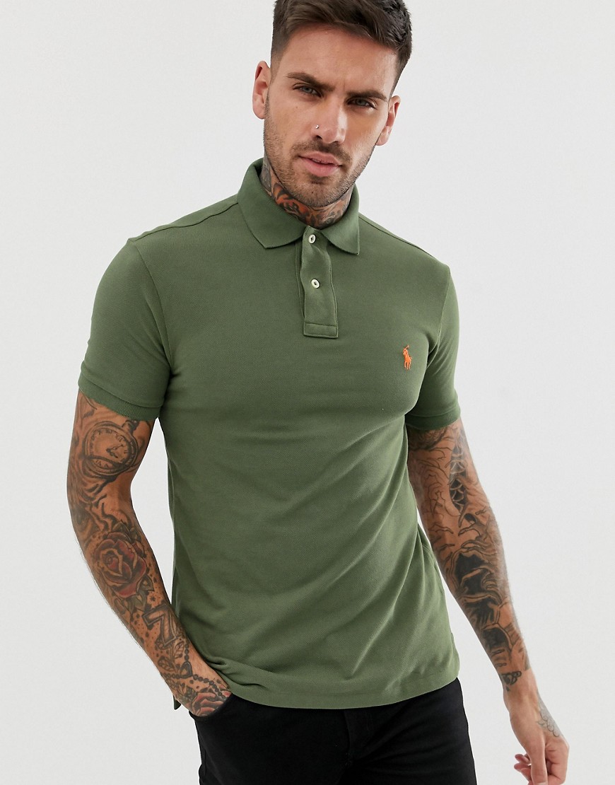 Polo Ralph Lauren slim fit pique polo in olive green