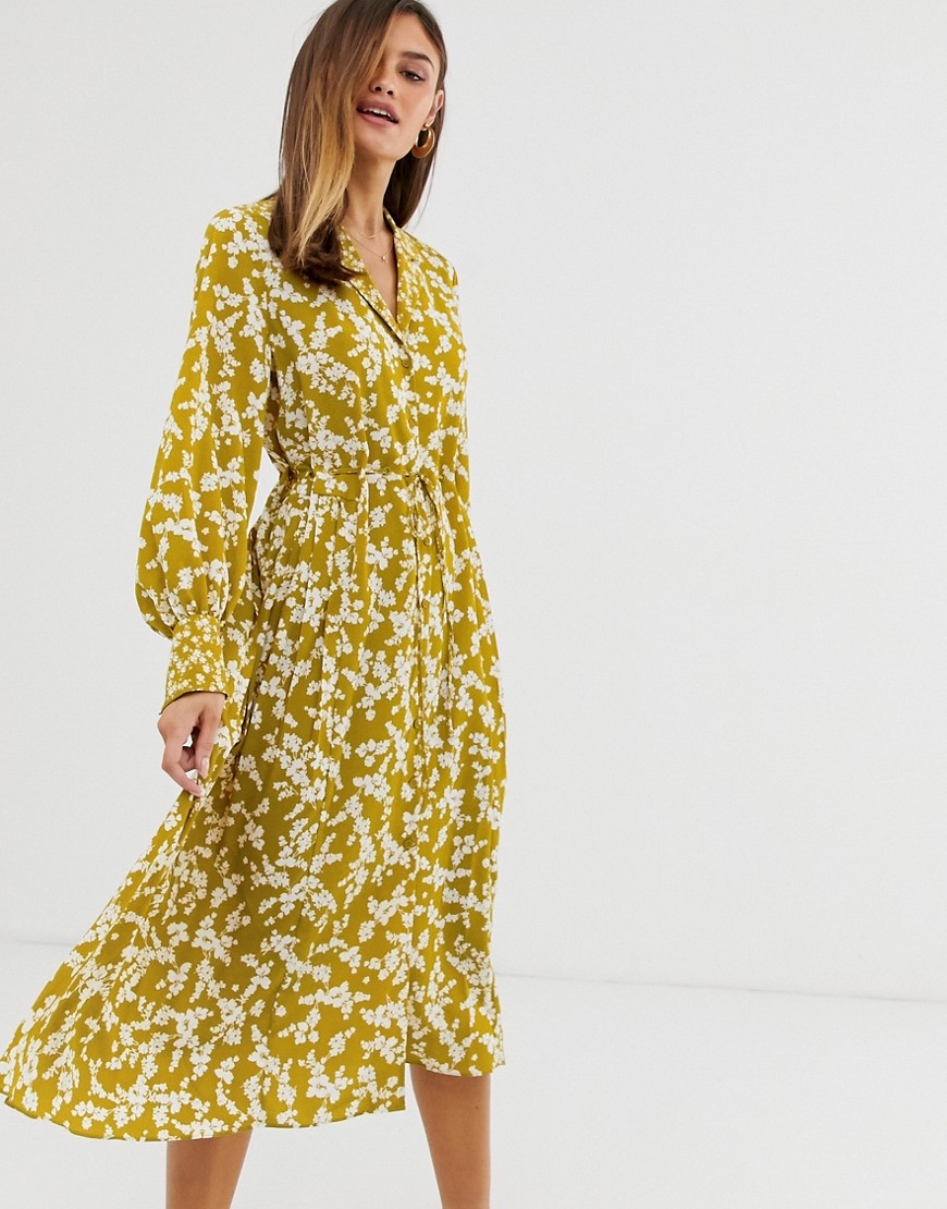 French Connection floral midi shirt dress