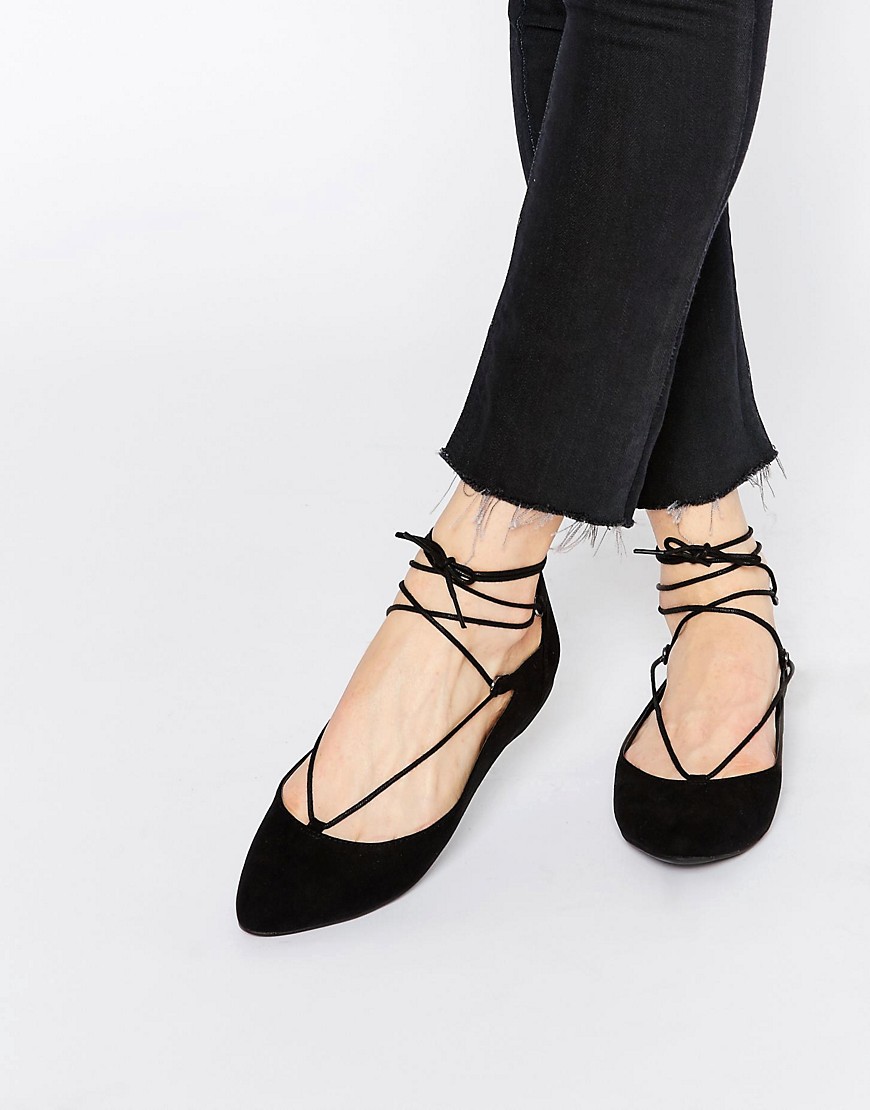 New Look | New Look Lace Up Ballet Flat Shoe at ASOS