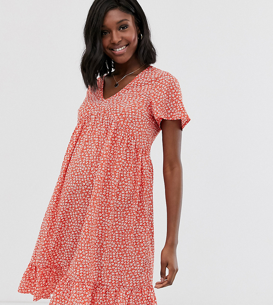 New Look Maternity smock dress in red ditsy floral