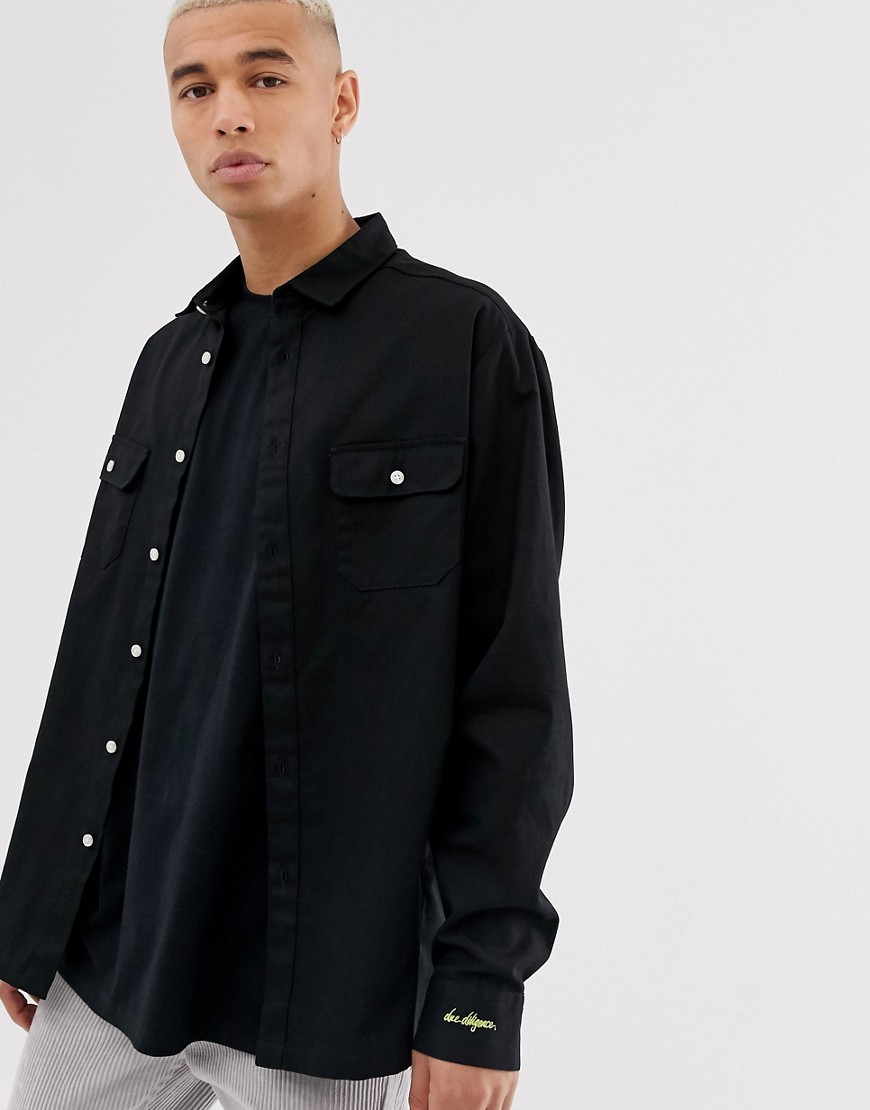 Due Diligence shirt with chest pockets in black