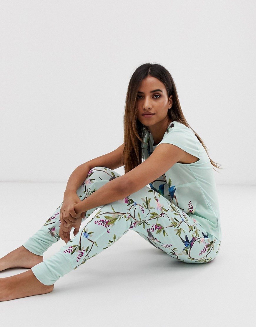 B By Ted Baker Highgrove bird print jersey jogger in mint