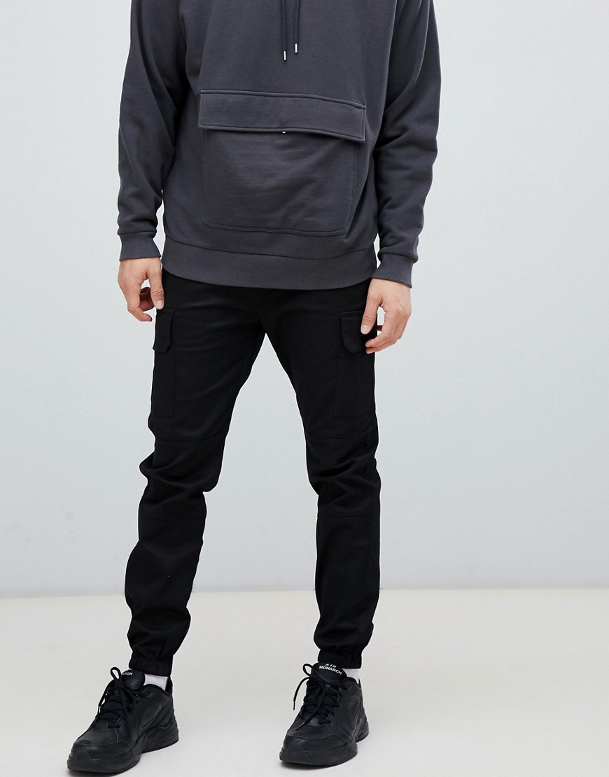 Sixth June utility cargo joggers in black