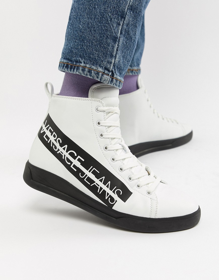 Versace Jeans hi top trainers with logo print