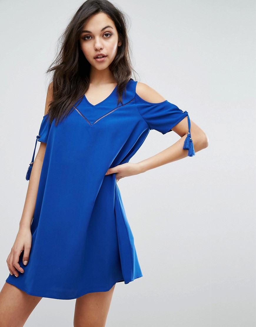 Supertrash Dado Cold Shoulder Dress - Nomad blue