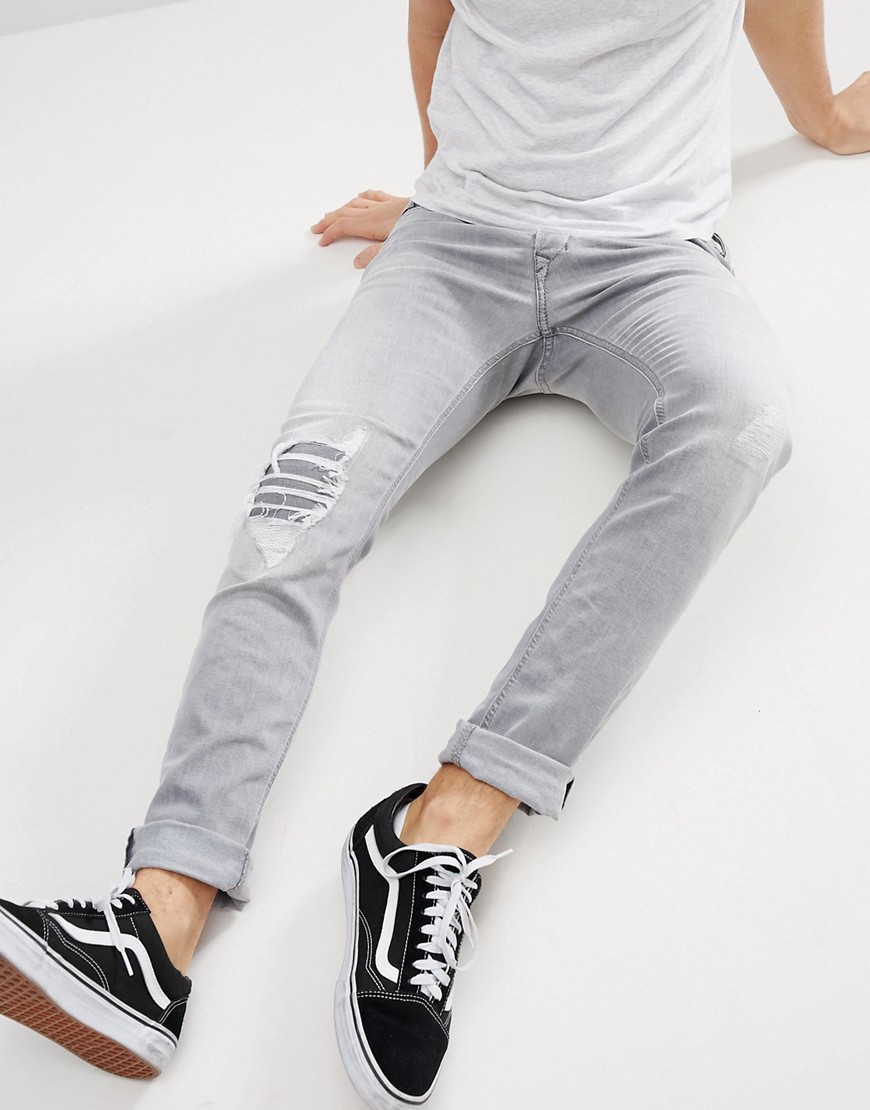 Diesel Tepphar Skinny Jeans in Light Grey Wash - Grey 687w