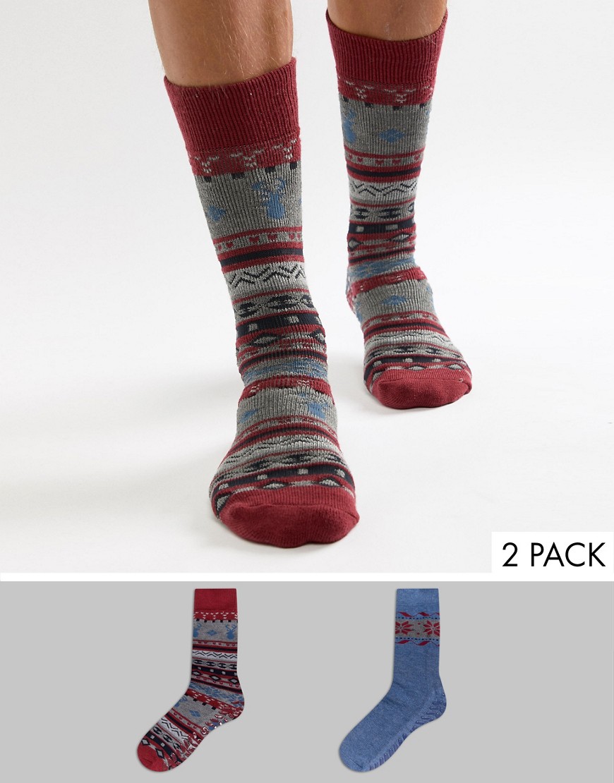 Totes Mens Twin Pack Socks In Berry