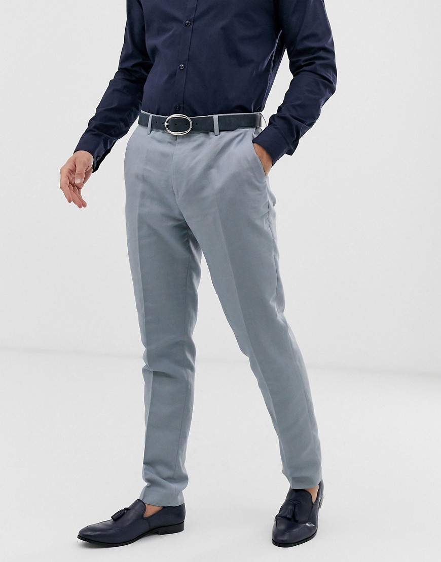 Gianni Feraud Wedding Slim Fit Plain Linen Suit Trousers