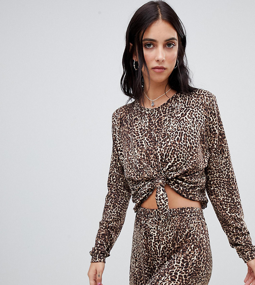 Milk It Vintage cropped t-shirt in leopard print co-ord