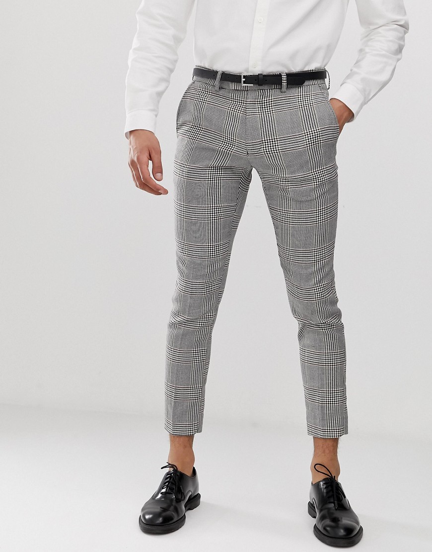 Moss London cropped slim trousers in bold check