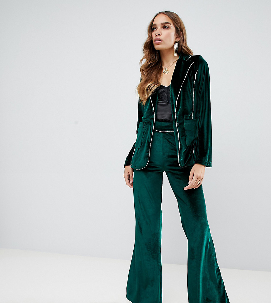 Dusty Daze flared velvet trousers with diamante trim co-ord