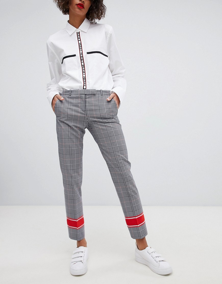 HUGO Tailored Check Trousers with Contrast Stripe - Open miscellaneous