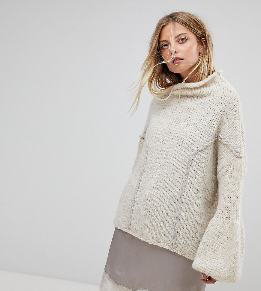 OneOn Hand Knitted Soft Cable Jumper - Nude