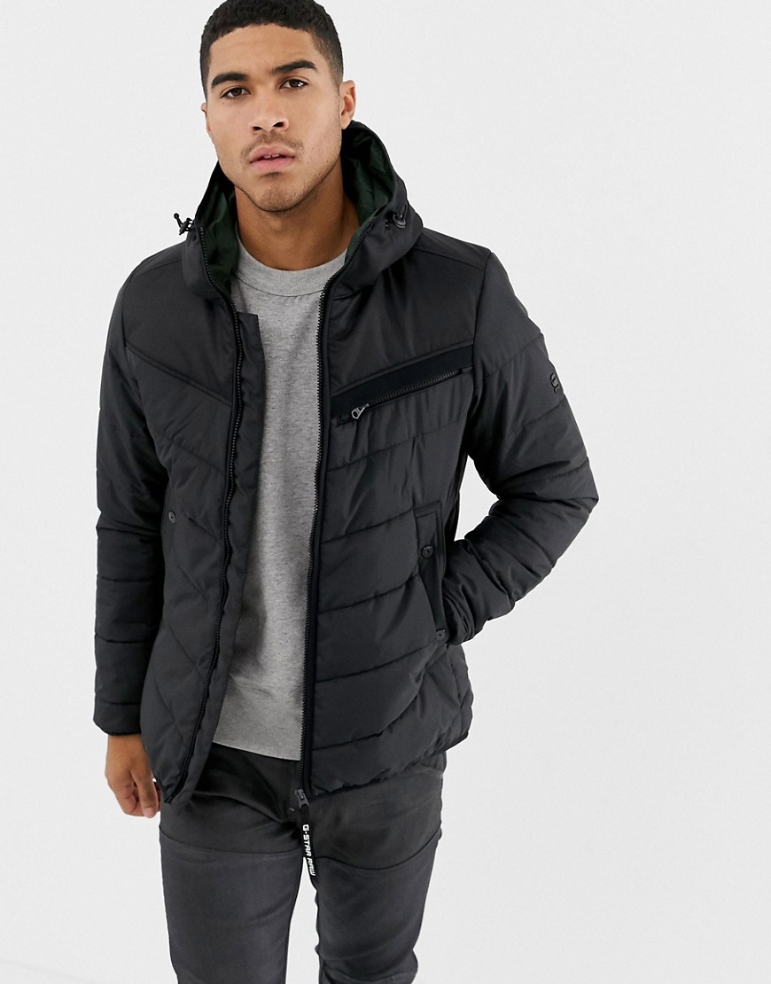 G-star Attac Quilted Jacket With Hood In Black - Black