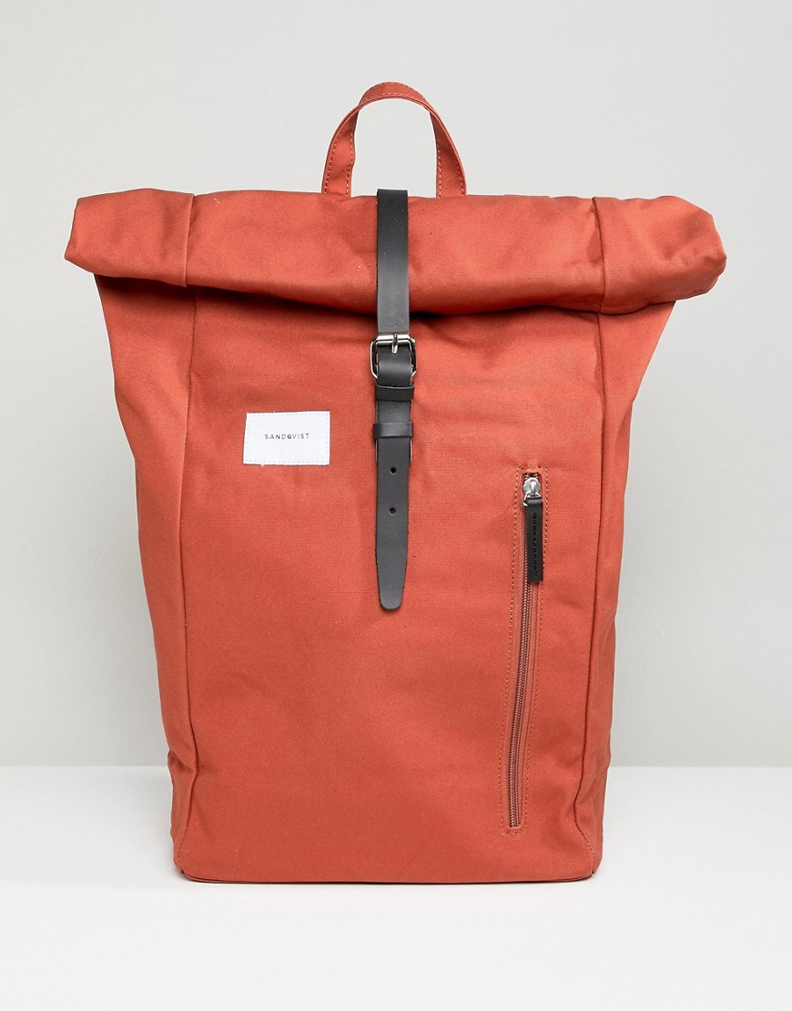 Sandqvist Dante rolltop backpack in rust - Orange