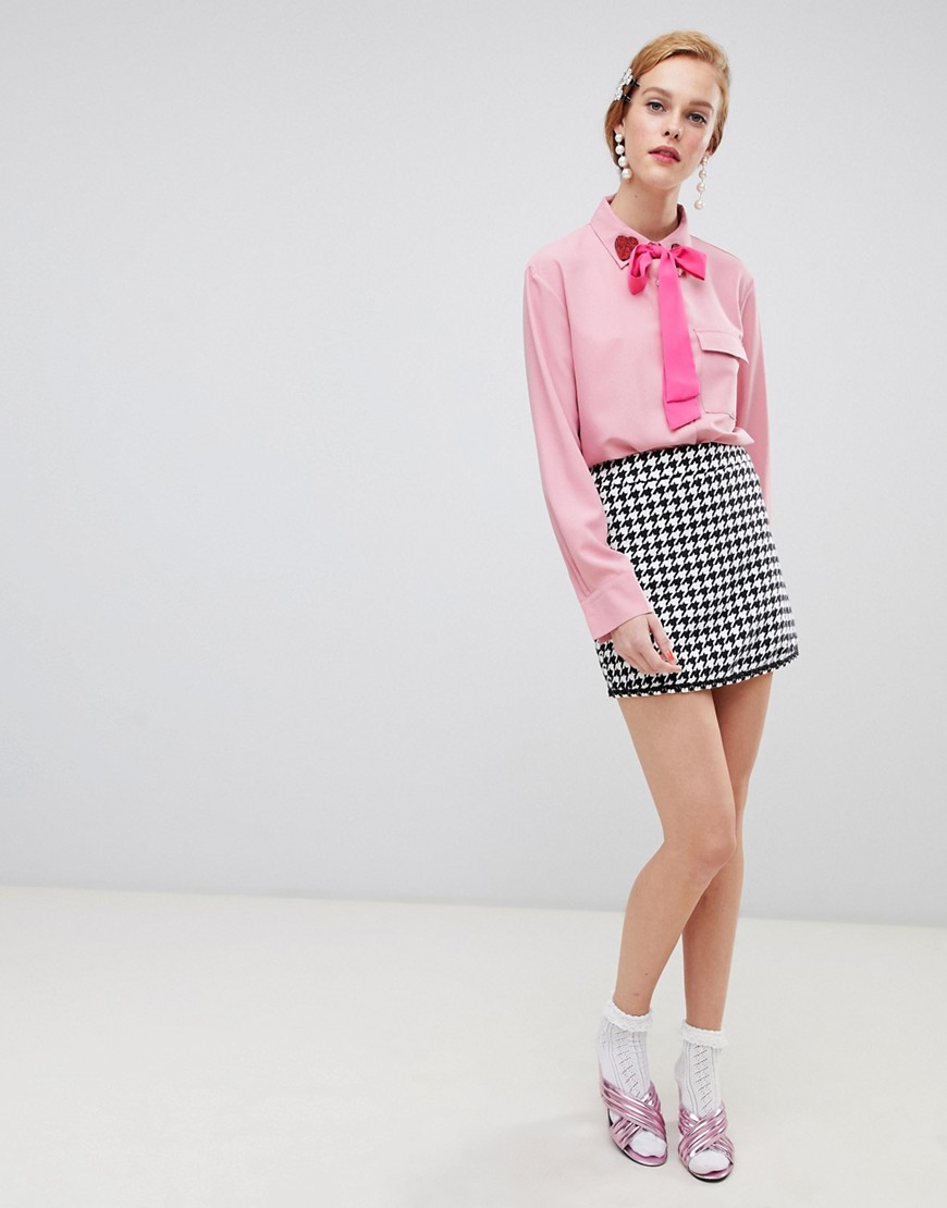Sister Jane mini skirt in houndstooth co-ord - Black and white