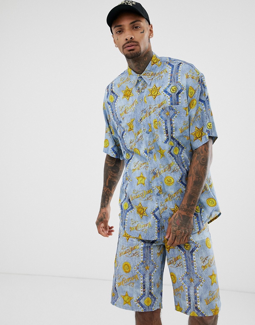 Versace Jeans co-ord oversized short sleeve shirt with all over print