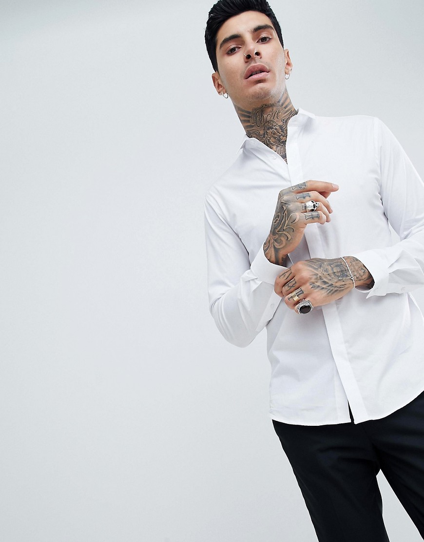 Twisted Tailor skinny shirt in white