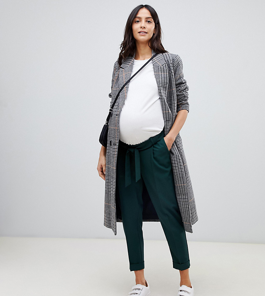 ASOS DESIGN Maternity woven peg trousers with obi tie
