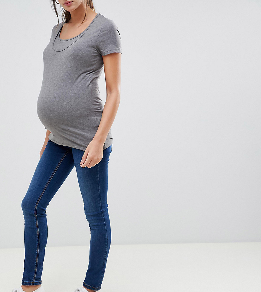 Mamalicious maternity over the bump slim jeans in blue