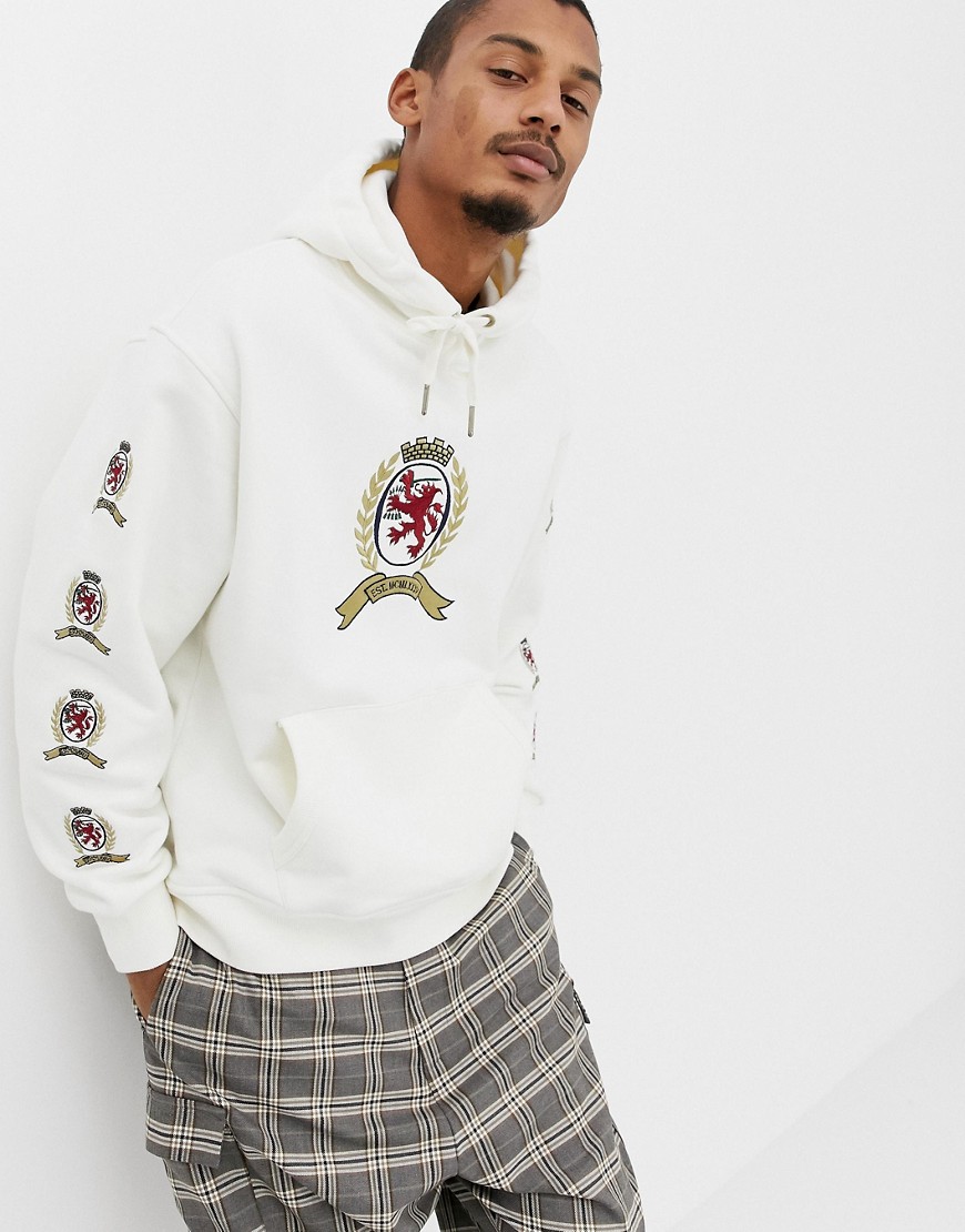 Tommy Jeans 6.0 limited capsule hoodie with repeat crest logo in white