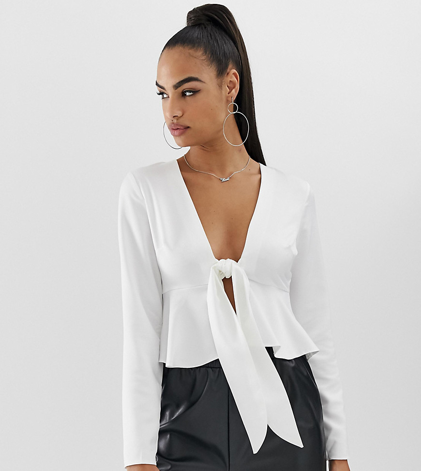 COLLUSION satin tie front blouse