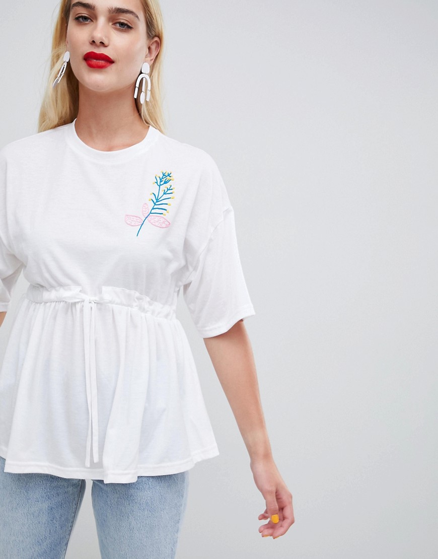 ASOS Made In Kenya Frill T-Shirt With Children's Drawing Embroidery