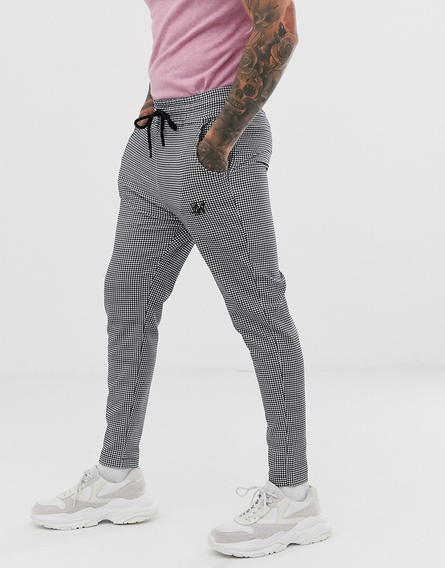 SikSilk slim cropped trousers in houndstooth