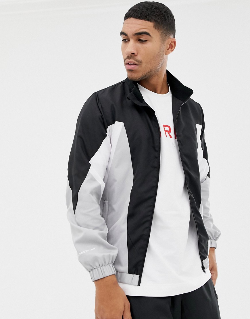 Good For Nothing track jacket with contrast panels in black