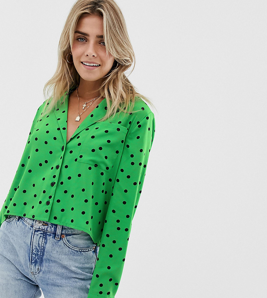 Wednesday's Girl blouse in contrast scattered spot