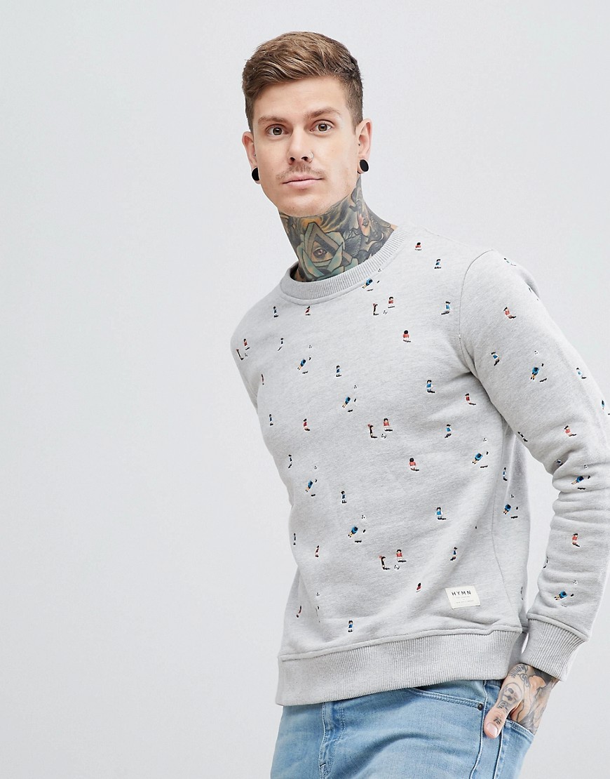 Hymn Embroidered Footballers Sweatshirt - Grey