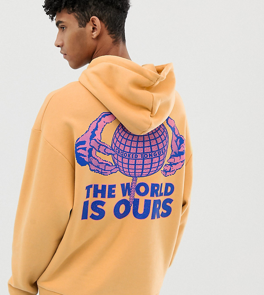 Crooked Tongues oversized hoodie with this world is ours print