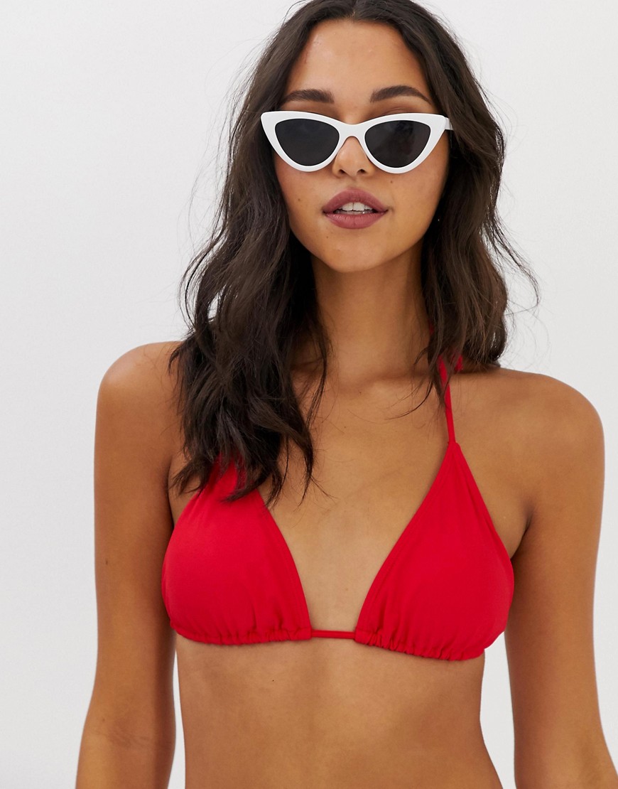 Vero Moda triangle bikini top in red
