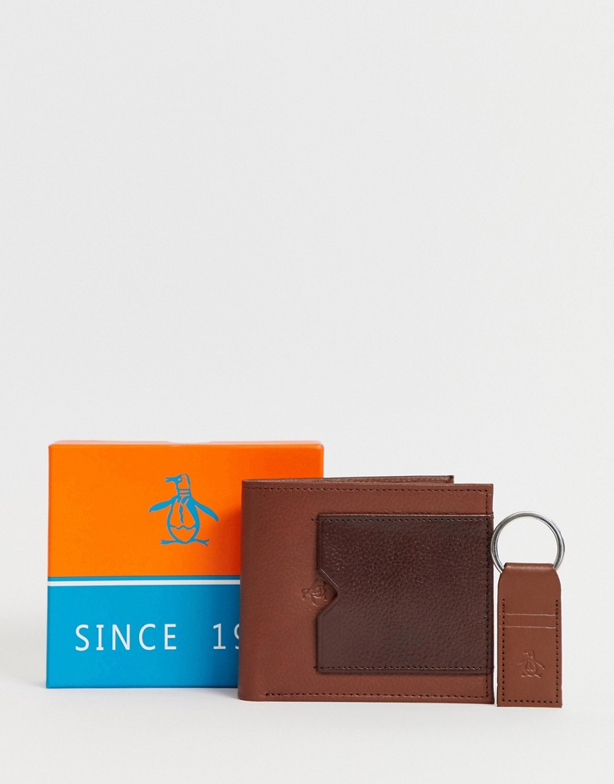 Original Penguin bi-fold wallet and keyring set