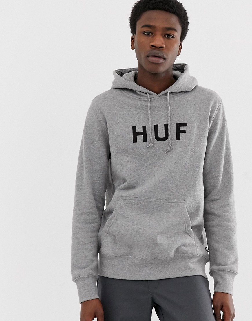 HUF original logo overhead hoodie in grey
