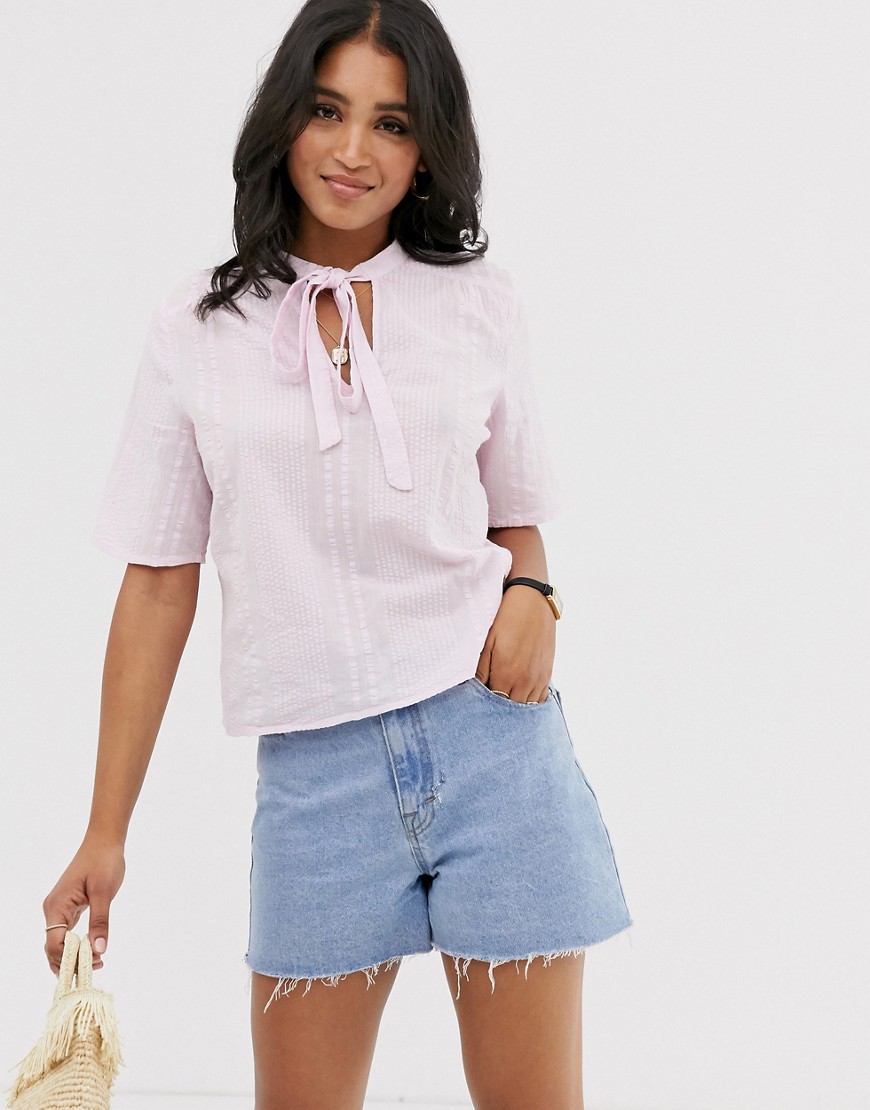 Vila cropped pussybow blouse