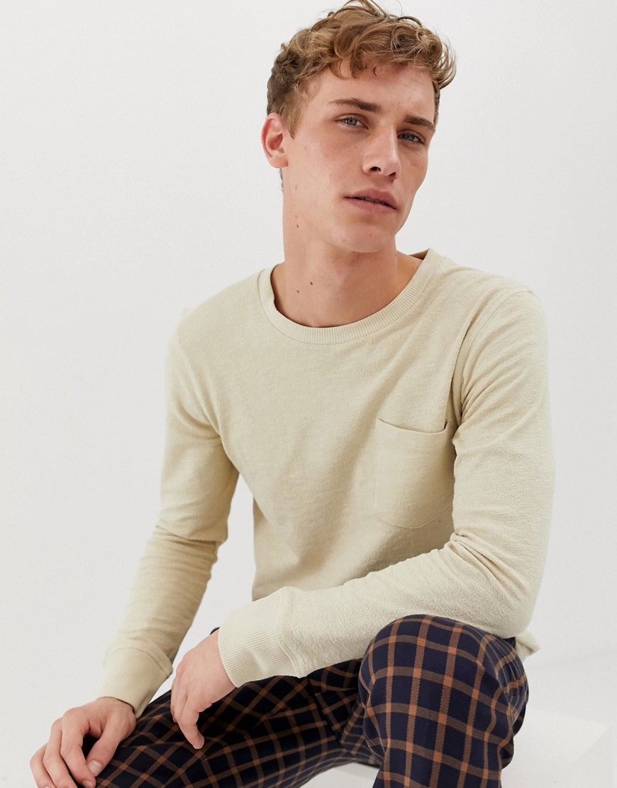 Selected Homme long sleeve t-shirt with pocket in slub cotton