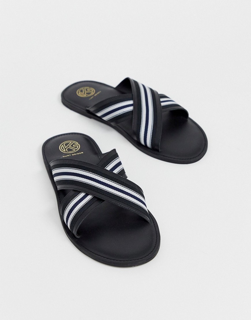 KG by Kurt Geiger cross stripe sandal in black