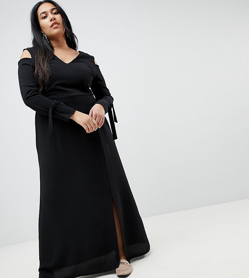Lost Ink Plus Maxi Dress With Cold Shoulder